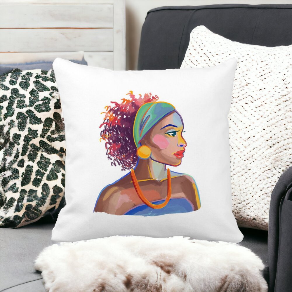 Perna Decorativa Patrata Golden African, 40x40 cm, Alba, Mata, Husa Detasabila, Burduf 13 Alba