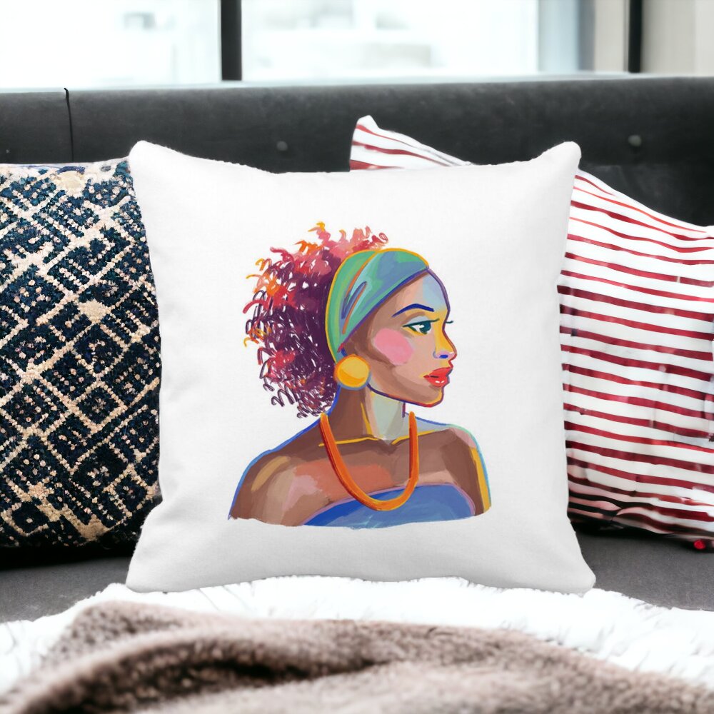 Perna Decorativa Patrata Golden African, 40x40 cm, Alba, Mata, Husa Detasabila, Burduf 15 Husa Detasabila