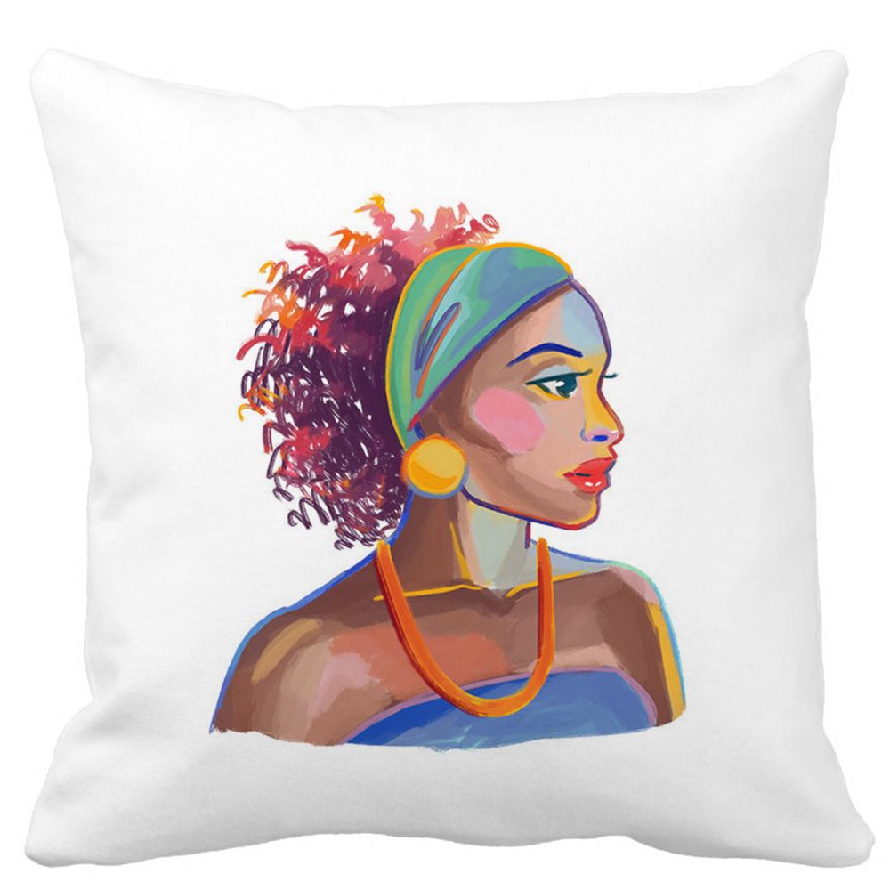 Perna Decorativa Patrata Golden African, 40x40 cm, Alba, Mata, Husa Detasabila, Burduf 11 Perna Decorativa Patrata Golden African