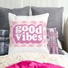 Perna Decorativa Patrata Good Vibes, 40x40 cm, Alba, Mata, Husa Detasabila, Burduf 18 Alba