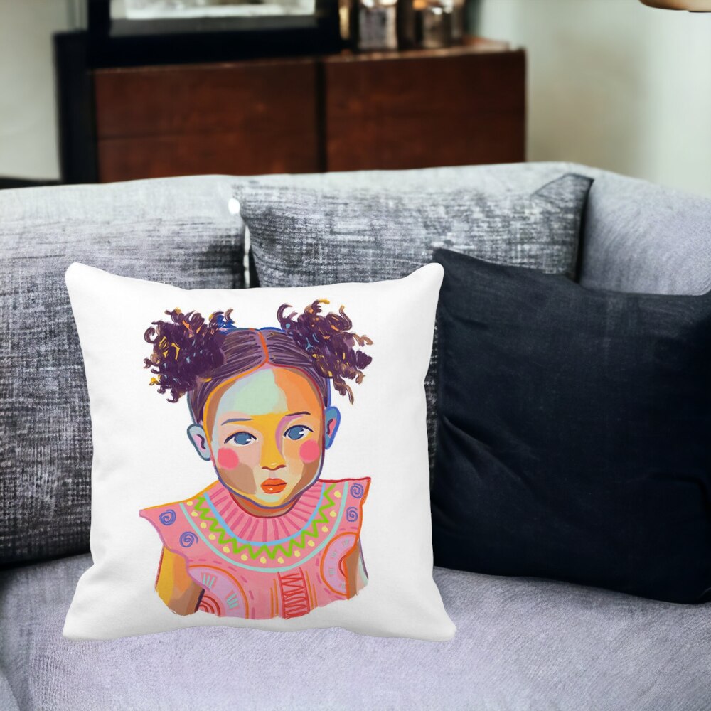 Perna Decorativa Patrata Happy Baby, 40x40 cm, Alba, Mata, Husa Detasabila, Burduf 12 40x40 cm