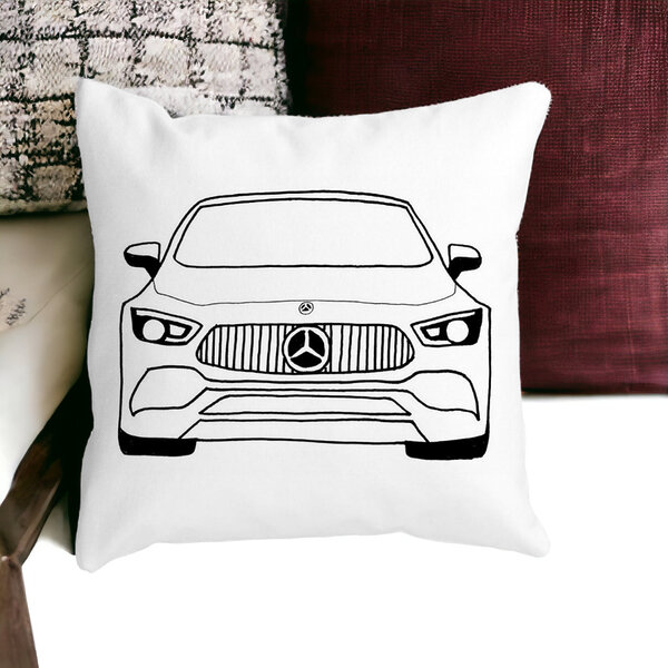 Perna Decorativa Patrata Hey Mercedes, 40x40 cm, Alba, Mata, Husa Detasabila, Burduf 12 40x40 cm
