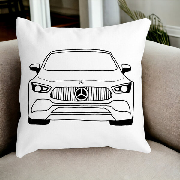 Perna Decorativa Patrata Hey Mercedes, 40x40 cm, Alba, Mata, Husa Detasabila, Burduf 13 Alba