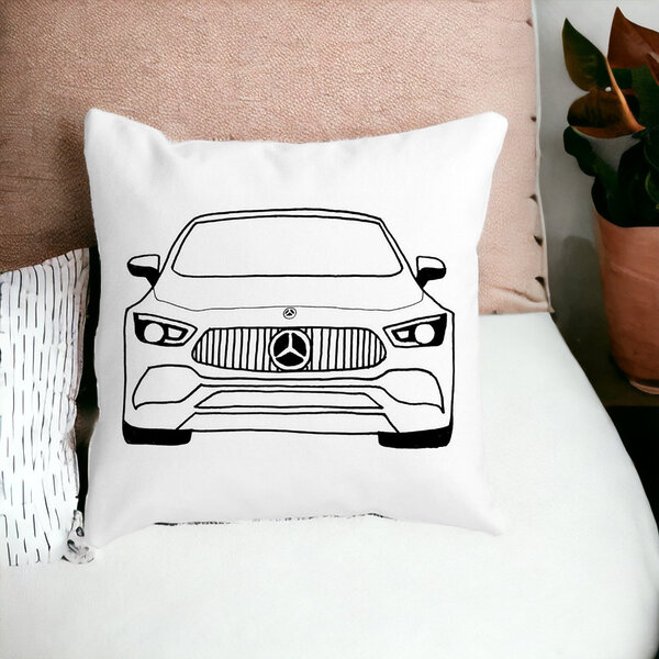 Perna Decorativa Patrata Hey Mercedes, 40x40 cm, Alba, Mata, Husa Detasabila, Burduf 14 Mata