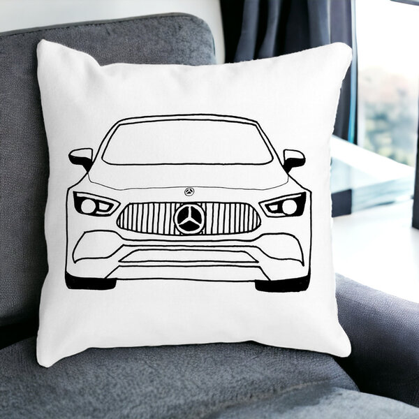 Perna Decorativa Patrata Hey Mercedes, 40x40 cm, Alba, Mata, Husa Detasabila, Burduf 15 Husa Detasabila