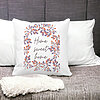 Perna Decorativa Patrata Home Sweet Home, 40x40 cm, Alba, Mata, Husa Detasabila, Burduf 20 Husa Detasabila
