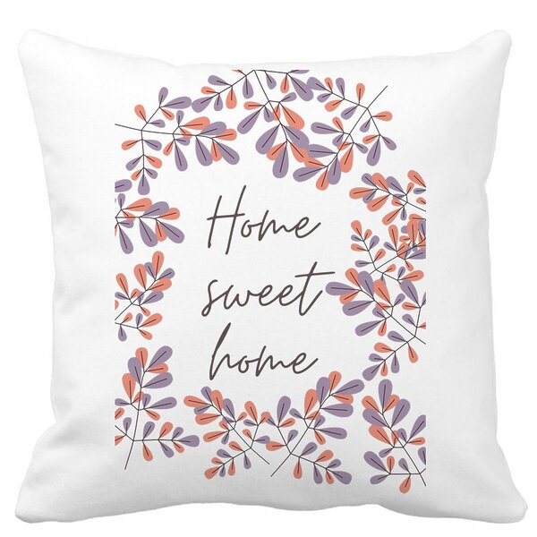 Perna Decorativa Patrata Home Sweet Home, 40x40 cm, Alba, Mata, Husa Detasabila, Burduf 11 Perna Decorativa Patrata Home Sweet Home