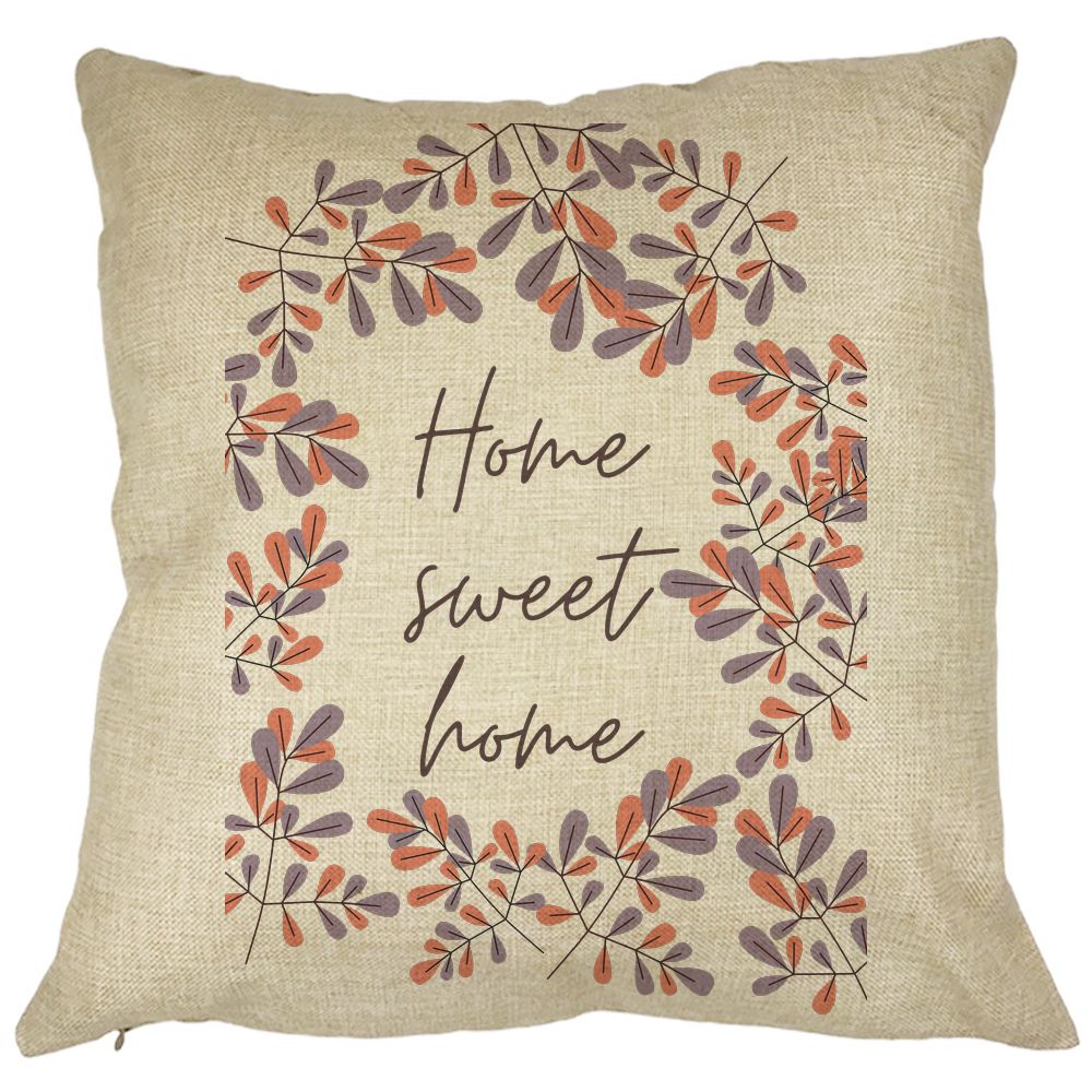 Perna Decorativa Patrata Home Sweet Home, 40x40 cm, Husa Detasabila, Burduf 7 Perna Decorativa Patrata Home Sweet Home