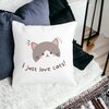 Perna Decorativa Patrata I Just Love Cats, 40x40 cm, Alba, Mata, Husa Detasabila, Burduf 18 Alba