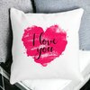 Perna Decorativa Patrata I Love You, 40x40 cm, Alba, Mata, Husa Detasabila, Burduf 19 Mata