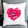 Perna Decorativa Patrata I Love You, 40x40 cm, Alba, Mata, Husa Detasabila, Burduf 20 Husa Detasabila