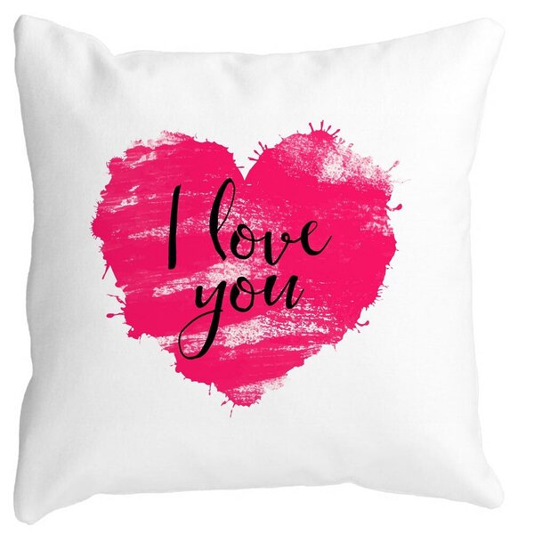 Perna Decorativa Patrata I Love You, 40x40 cm, Alba, Mata, Husa Detasabila, Burduf 11 Perna Decorativa Patrata I Love You