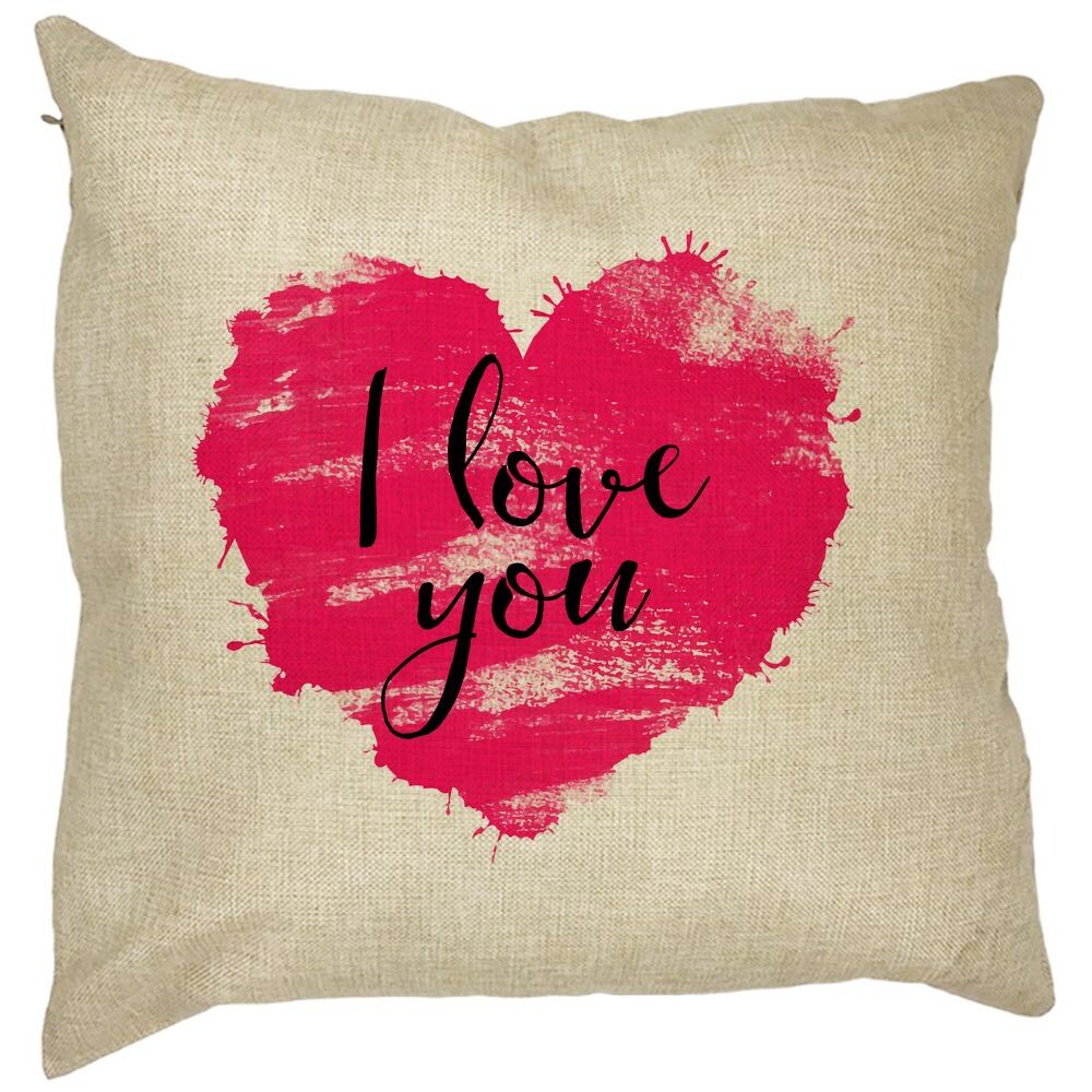 Perna Decorativa Patrata I Love You, 40x40 cm, Husa Detasabila, Burduf 11 Perna Decorativa Patrata I Love You