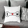 Perna Decorativa Patrata I love Doggos, 40x40 cm, Alba, Mata, Husa Detasabila, Burduf 17 40x40 cm