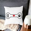 Perna Decorativa Patrata I love Doggos, 40x40 cm, Alba, Mata, Husa Detasabila, Burduf 20 Husa Detasabila