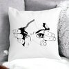 Perna Decorativa Patrata I see You, 40x40 cm, Alba, Mata, Husa Detasabila, Burduf 17 40x40 cm