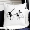 Perna Decorativa Patrata I see You, 40x40 cm, Alba, Mata, Husa Detasabila, Burduf 19 Mata