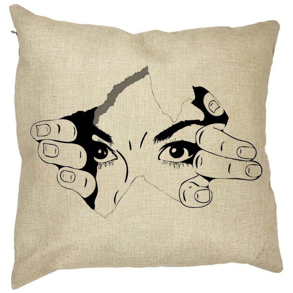 Perna Decorativa Patrata I see You, 40x40 cm, Husa Detasabila, Burduf 7 Perna Decorativa Patrata I see You