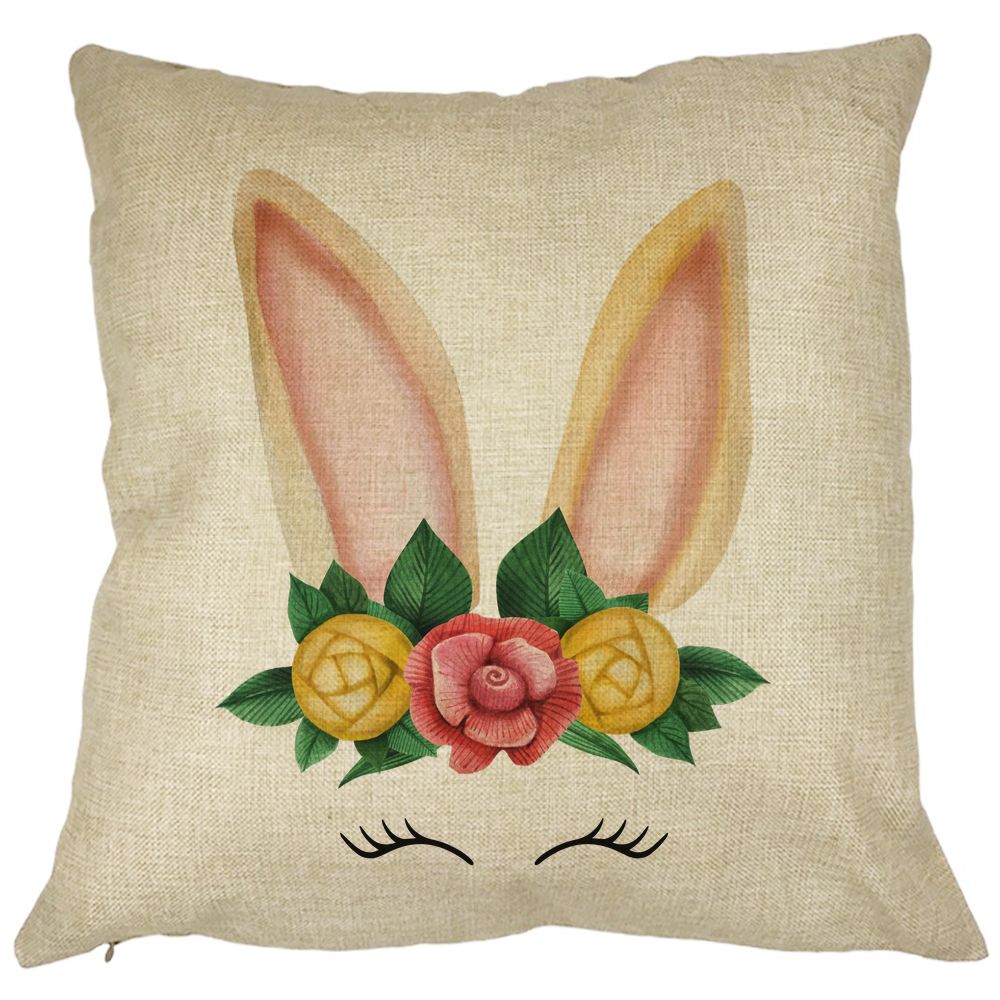 Perna Decorativa Patrata Iepuras Floral, 40x40 cm, Husa Detasabila, Burduf 11 Perna Decorativa Patrata Iepuras Floral