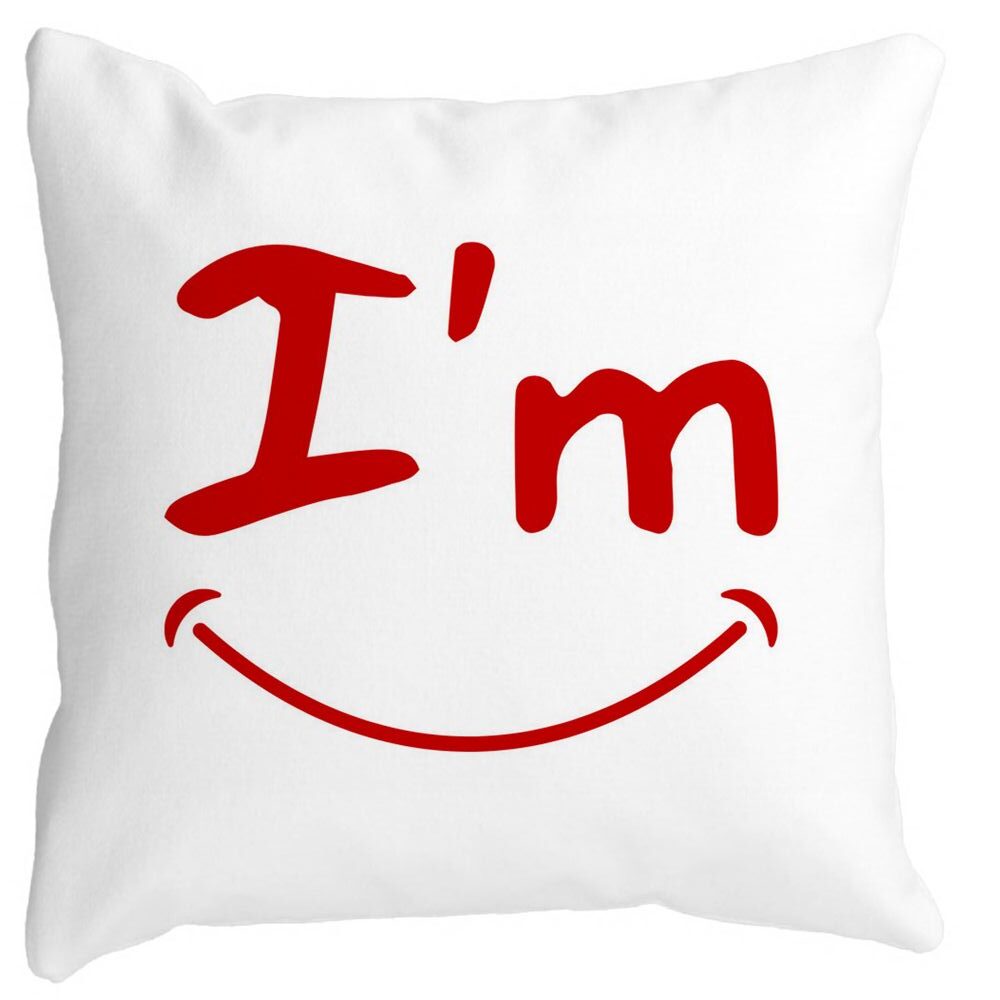 Perna Decorativa Patrata I'm Happy, 40x40 cm, Alba, Mata, Husa Detasabila, Burduf 11 Perna Decorativa Patrata I'm Happy