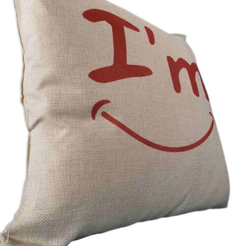 Perna Decorativa Patrata I'm Happy, 40x40 cm, Husa Detasabila, Burduf 20 Burduf