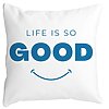Perna Decorativa Patrata Life is So Good, 40x40 cm, Alba, Mata, Husa Detasabila, Burduf 16 Perna Decorativa Patrata Life is So Good