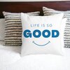 Perna Decorativa Patrata Life is So Good, 40x40 cm, Alba, Mata, Husa Detasabila, Burduf 18 Alba