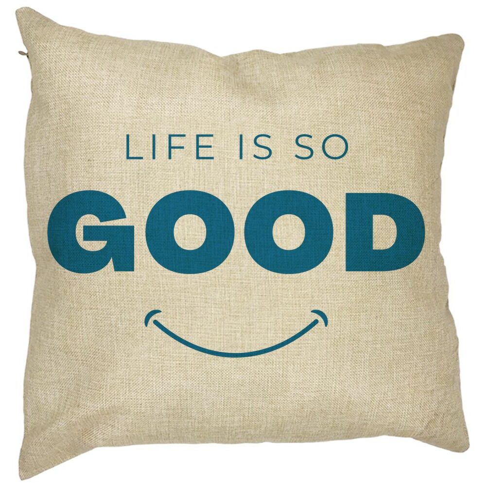 Perna Decorativa Patrata Life is So Good, 40x40 cm, Husa Detasabila, Burduf 7 Perna Decorativa Patrata Life is So Good