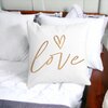 Perna Decorativa Patrata Love, 40x40 cm, Alba, Mata, Husa Detasabila, Burduf 18 Alba