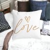 Perna Decorativa Patrata Love, 40x40 cm, Alba, Mata, Husa Detasabila, Burduf 19 Mata