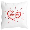 Perna Decorativa Patrata Love You, 40x40 cm, Alba, Mata, Husa Detasabila, Burduf 22 Perna Decorativa Patrata Love You