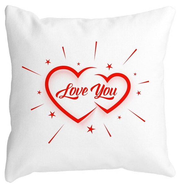 Perna Decorativa Patrata Love You, 40x40 cm, Alba, Mata, Husa Detasabila, Burduf 15 Perna Decorativa Patrata Love You