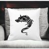 Perna Decorativa Patrata Lup Dacic, 40x40 cm, Alba, Mata, Husa Detasabila, Burduf 18 Alba