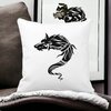 Perna Decorativa Patrata Lup Dacic, 40x40 cm, Alba, Mata, Husa Detasabila, Burduf 19 Mata