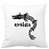 Perna Decorativa Patrata Lup Dacic Romania, 40x40 cm, Alba, Mata, Husa Detasabila, Burduf 16 Perna Decorativa Patrata Lup Dacic Romania
