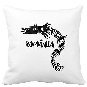 Perna Decorativa Patrata Lup Dacic Romania