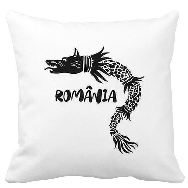 Perna Decorativa Patrata Lup Dacic Romania, 40x40 cm, Alba, Mata, Husa Detasabila, Burduf 11 Perna Decorativa Patrata Lup Dacic Romania