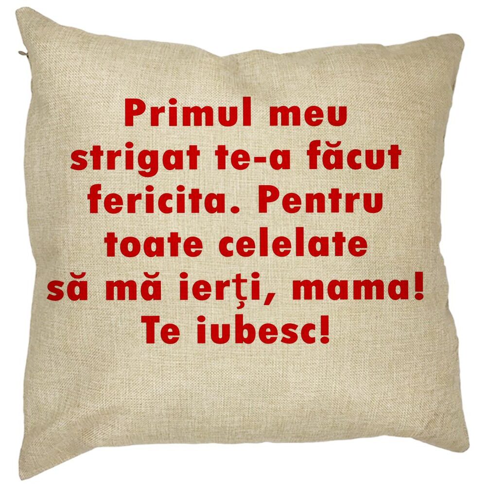Perna Decorativa Patrata Mama Te Iubesc 2, 40x40 cm, Husa Detasabila, Burduf 11 Perna Decorativa Patrata Mama Te Iubesc 2