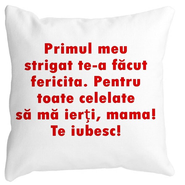 Perna Decorativa Patrata Mama Te Iubesc 2,40x40 cm, Alba, Mata, Husa Detasabila, Burduf 11 Perna Decorativa Patrata Mama Te Iubesc 2