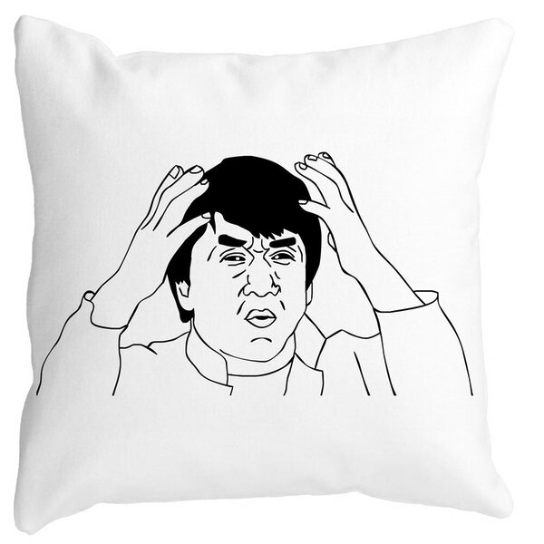Perna Decorativa Patrata Meme WHAT?, 40x40 cm, Alba, Mata, Husa Detasabila, Burduf 11 Perna Decorativa Patrata Meme WHAT?