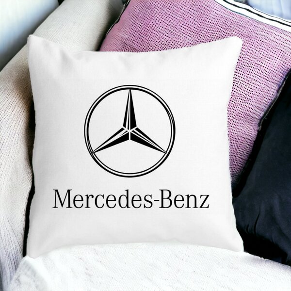 Perna Decorativa Patrata Mercedes, 40x40 cm, Alba, Mata, Husa Detasabila, Burduf 14 Mata