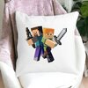 Perna Decorativa Patrata Minecraft, 40x40 cm, Alba, Mata, Husa Detasabila, Burduf 17 40x40 cm