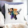 Perna Decorativa Patrata Minecraft, 40x40 cm, Alba, Mata, Husa Detasabila, Burduf 19 Mata