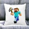 Perna Decorativa Patrata Minecraft Mining Steve, 40x40 cm, Alba, Mata, Husa Detasabila, Burduf 17 40x40 cm