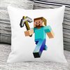 Perna Decorativa Patrata Minecraft Mining Steve, 40x40 cm, Alba, Mata, Husa Detasabila, Burduf 19 Mata