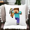 Perna Decorativa Patrata Minecraft Mining Steve 8bit, 40x40 cm, Alba, Mata, Husa Detasabila, Burduf 18 Alba