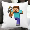 Perna Decorativa Patrata Minecraft Mining Steve 8bit, 40x40 cm, Alba, Mata, Husa Detasabila, Burduf 20 Husa Detasabila
