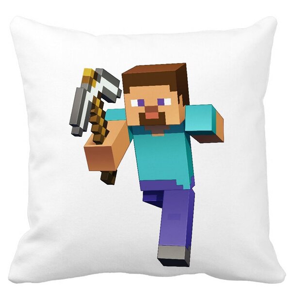 Perna Decorativa Patrata Minecraft Mining Steve 8bit, 40x40 cm, Alba, Mata, Husa Detasabila, Burduf 11 Perna Decorativa Patrata Minecraft Mining Steve 8bit