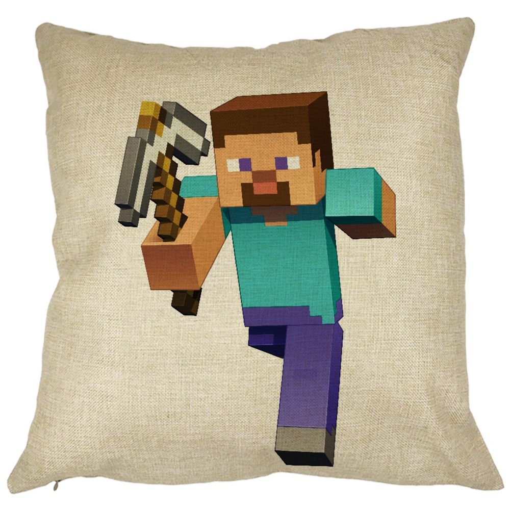 Perna Decorativa Patrata Minecraft Mining Steve 8bit, 40x40 cm, Husa Detasabila, Burduf 11 Perna Decorativa Patrata Minecraft Mining Steve 8bit
