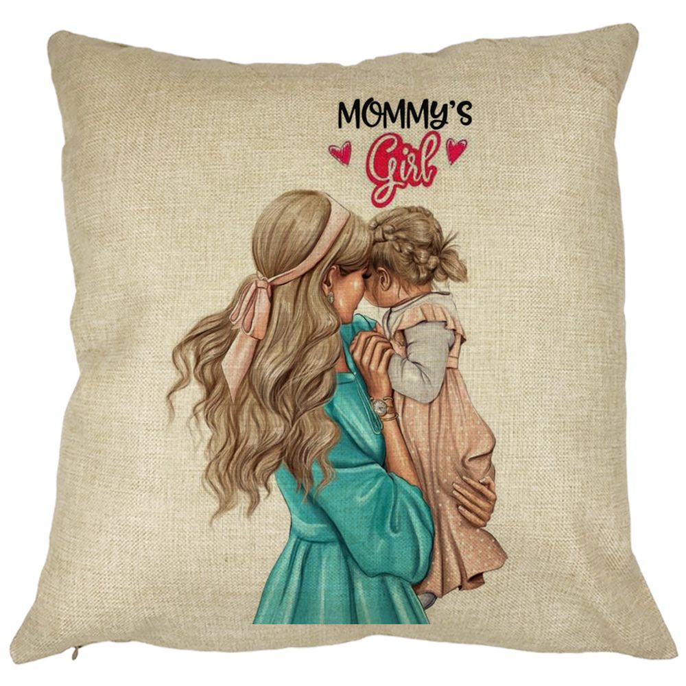 Perna Decorativa Patrata Mommy's Girl, 40x40 cm, Husa Detasabila, Burduf 7 Perna Decorativa Patrata Mommy's Girl